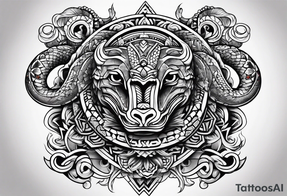 aztec snake sleeve tattoo idea
