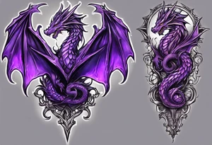 Purple eldritch dragon arm sleeve tattoo idea
