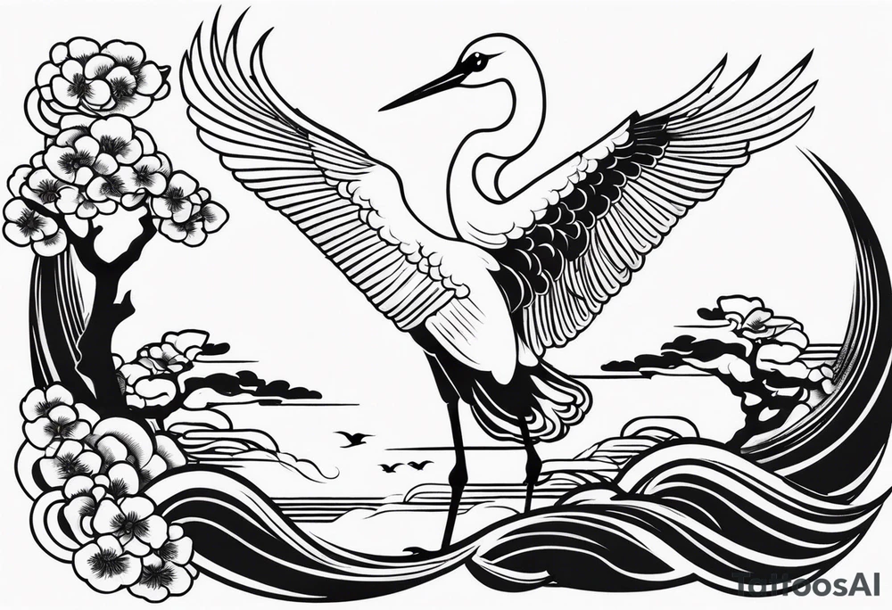 Japanese crane tattoo idea