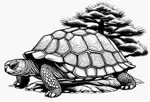 Real Tortoise with trees tattoo idea