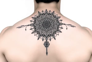 intricate mandala with sacred geometry and cosmic elements tattoo idea