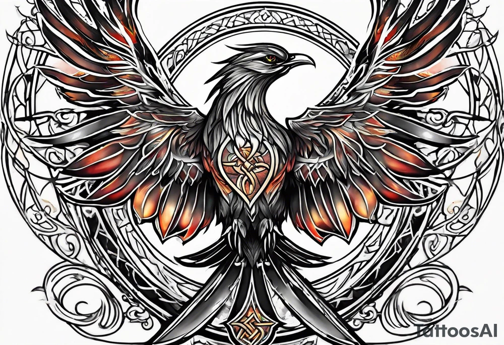 Phoenix in a triquetra tattoo idea