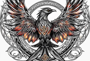 Phoenix in a triquetra tattoo idea