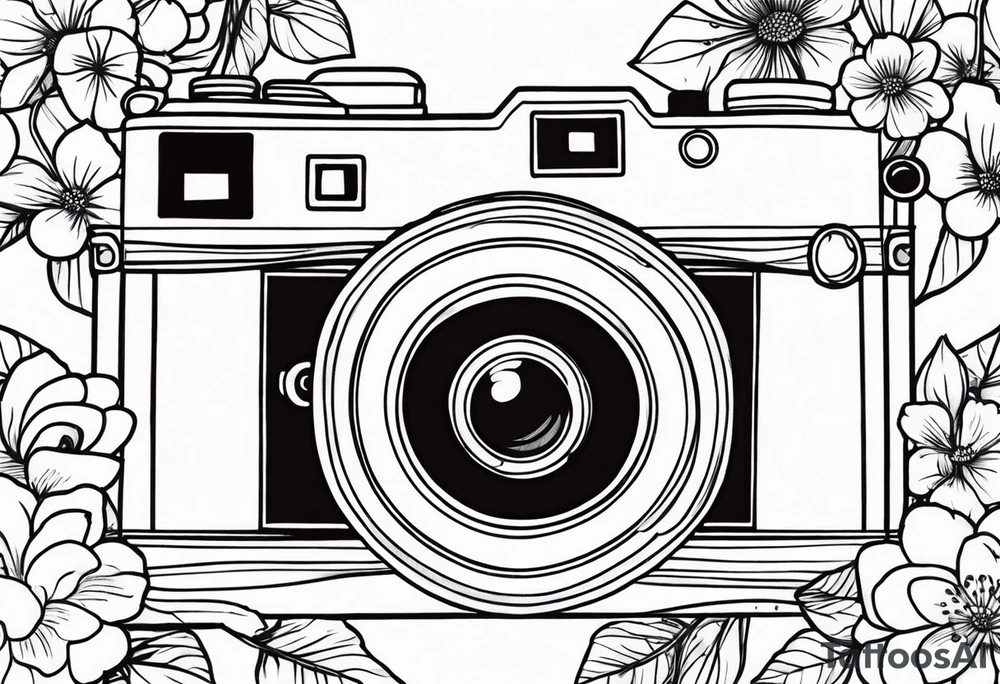 Vintage camera with flowers. tattoo idea