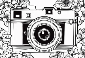 Vintage camera with flowers. tattoo idea