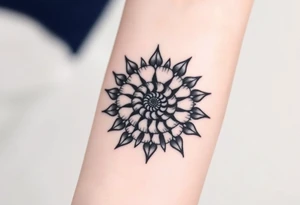 Fibonacci sun spiral shell tattoo idea