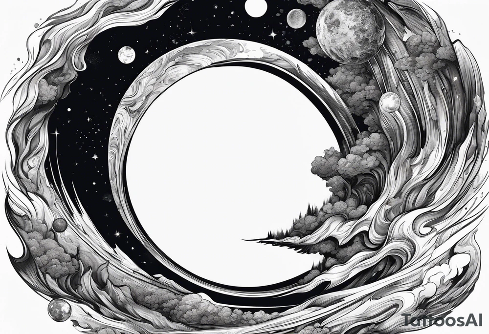 Large black hole swallowing earth. as Earth is swallowed space and time is stretched and deformed tattoo idea