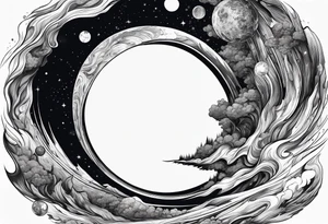Large black hole swallowing earth. as Earth is swallowed space and time is stretched and deformed tattoo idea