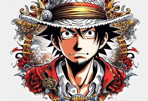 Luffy half normal half gear 5 tattoo idea