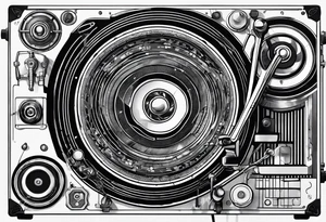 A recordplayer fineline minimalistic roftop tattoo idea