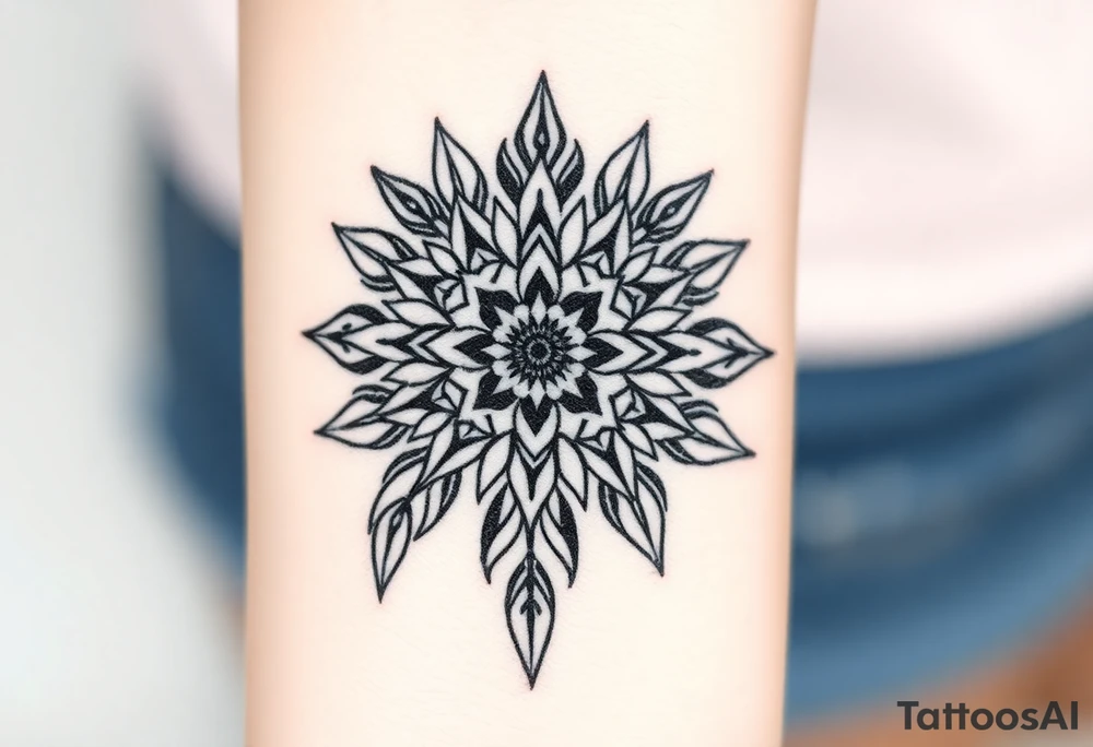 spiritual feather indian mandala shaman tattoo idea