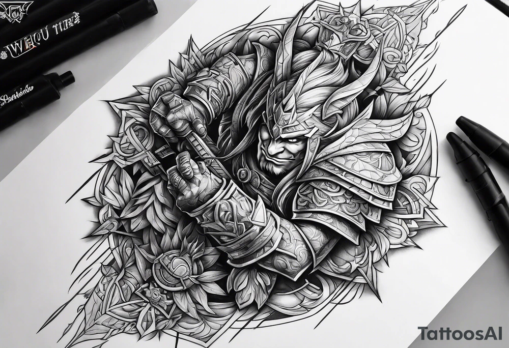 Warrior vs demons tattoo idea