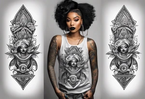 traditional style tattoo with a black woman skateboarding tattoo idea