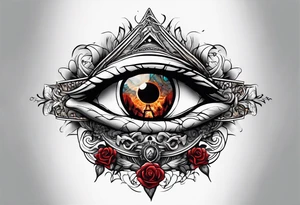 All seeing Eye watching over a battle between life and death tattoo idea