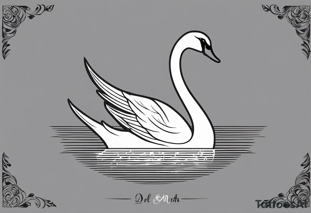 Swan of Dol Amroth, Minimalist Logo, Extreme Minimalism, Line Art, Golden Ratio, No Details, No Frame, No Shade, Solid Thin Black Lines Only tattoo idea