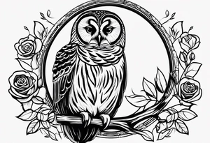 Barred owl, rose, paw print tattoo idea