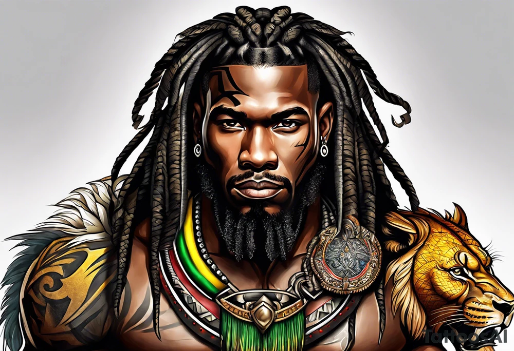 jamaican warrior with a lion tattoo idea