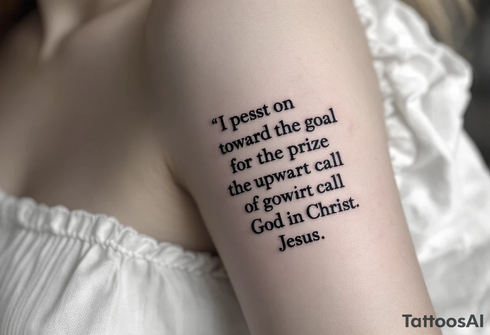 I press on toward the goal for the prize of the upward call of God in Christ Jesus tattoo idea