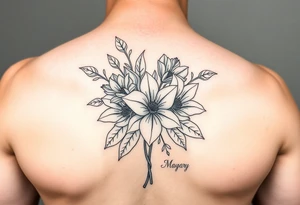 September and may birth flower bouquet fine line tattoo idea