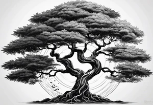 Tree with deep roots, full sleeve tattoo idea