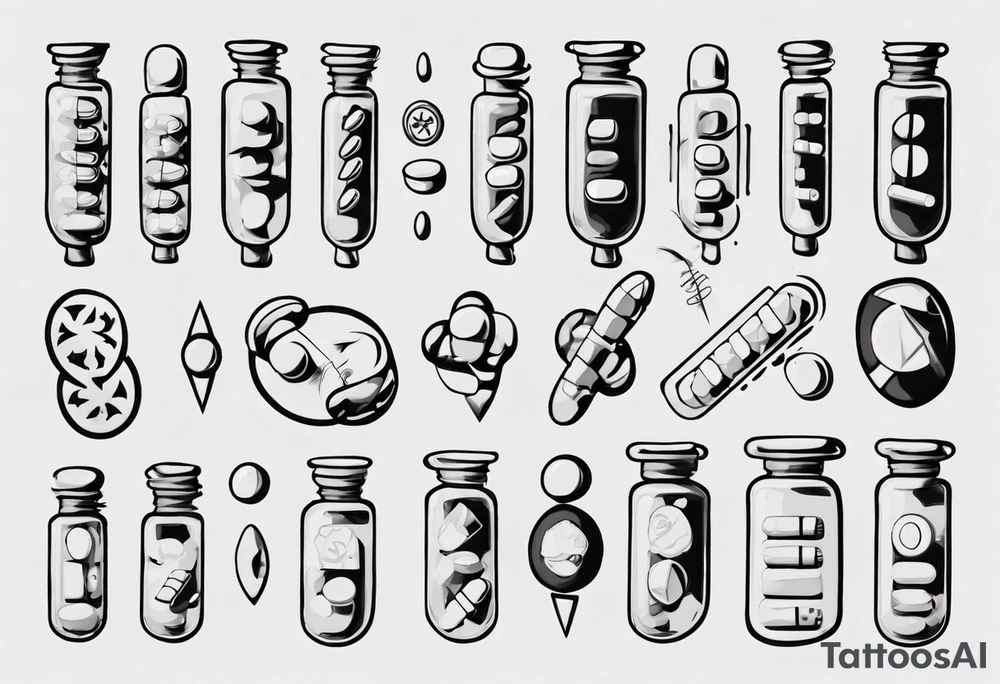 pills addiction tattoo idea