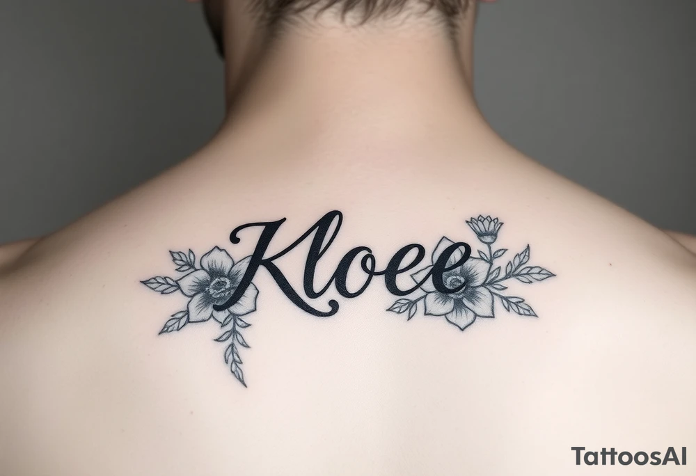 The name Kloee with flowers around it or in it tattoo idea