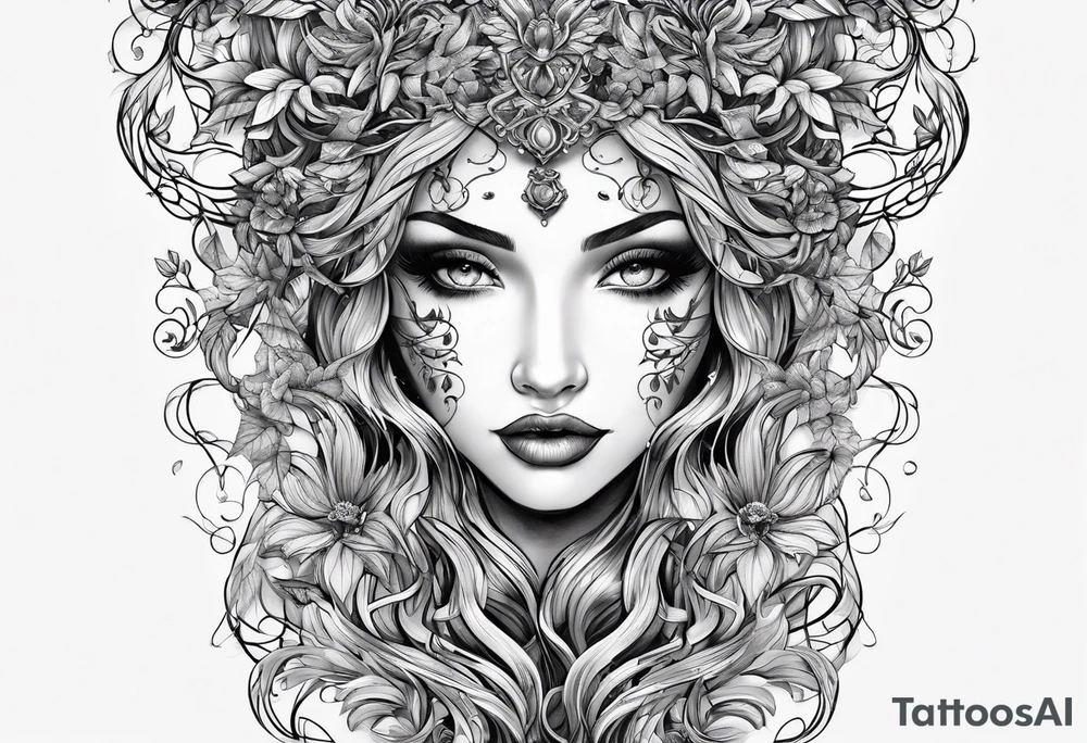 Leafy vines with chain tattoo idea