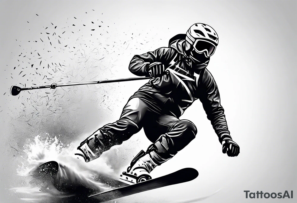 Skier in motion, fine line, more abstract tattoo idea