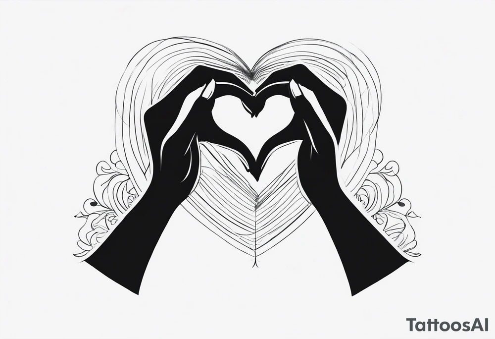Silhouette of Hands forming a heart tattoo idea