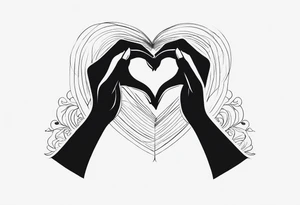 Silhouette of Hands forming a heart tattoo idea