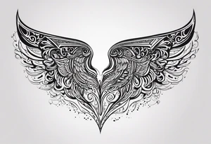 words in arabic calligraph in shape of angel wing tattoo idea
