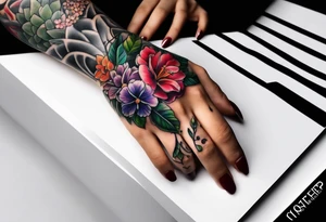 Flowers going up my finger onto my hand tattoo idea