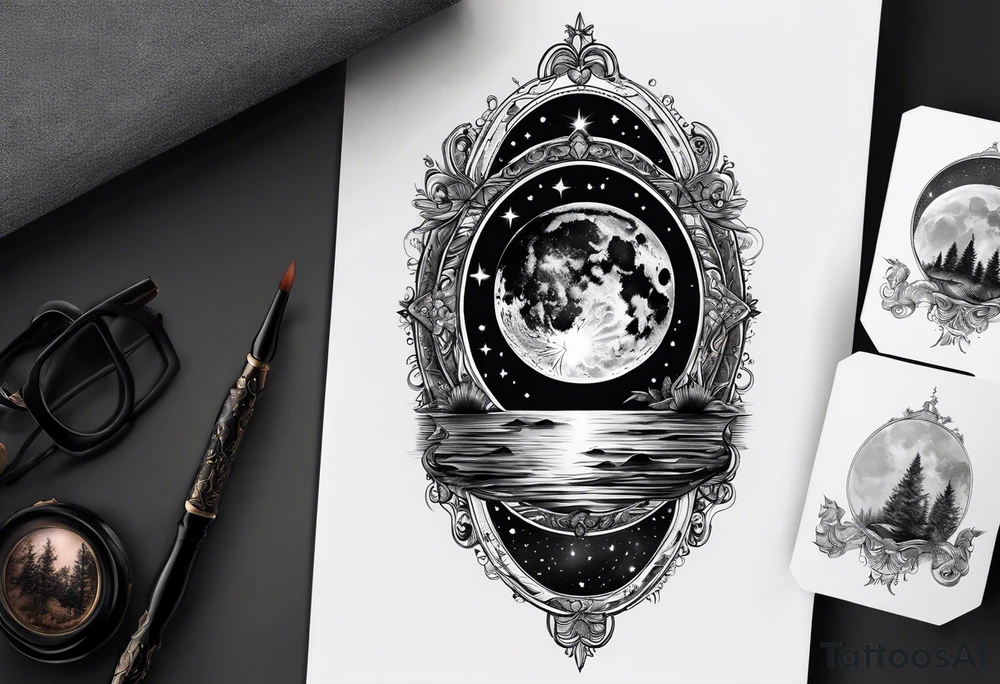the night sky in a mirror tattoo idea