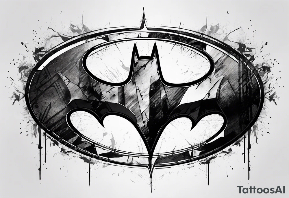 batman symbol, grunge, sketchy tattoo idea