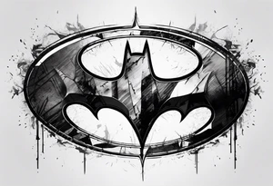 batman symbol, grunge, sketchy tattoo idea