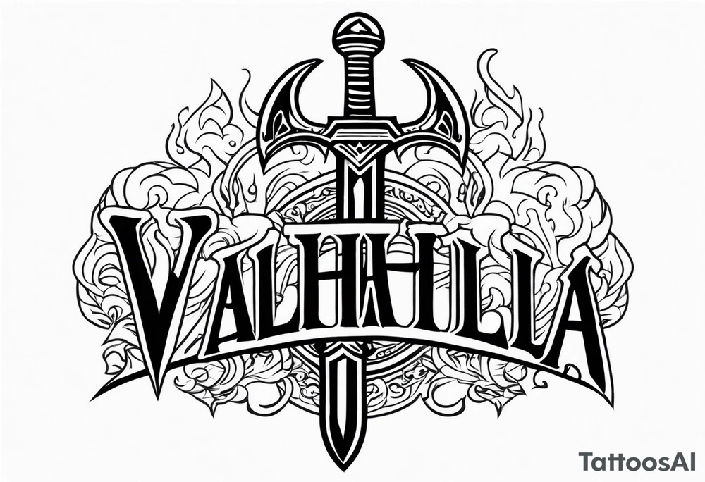 Valhalla fire sword tattoo idea