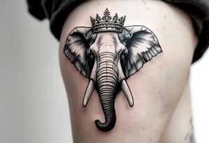 Elephant with crown trunk up tattoo idea