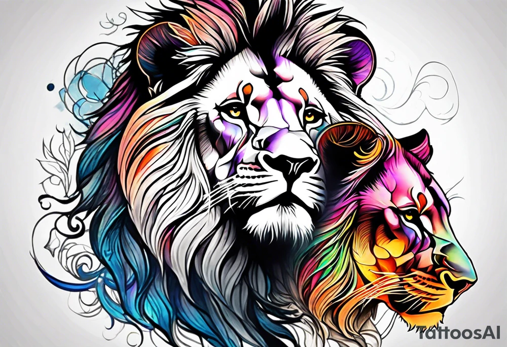 lion and lioness tattoo idea