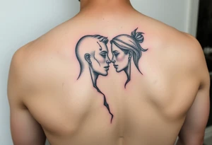 Two broken people merging into one representing wholeness and love tattoo idea