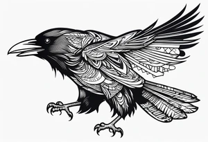 Black raven roaring in the sky tattoo idea