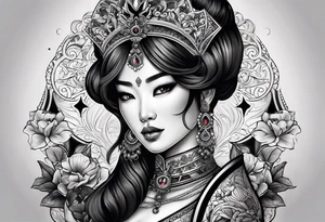 Asian Queen Of Spades tattoo sleeve hentai tattoo idea