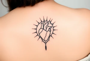 human heart chained within sun and moon tattoo idea
