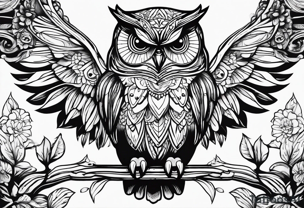 owl outline tattoo idea