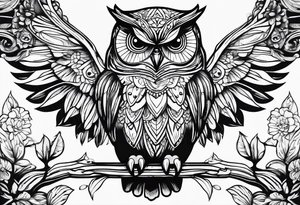owl outline tattoo idea