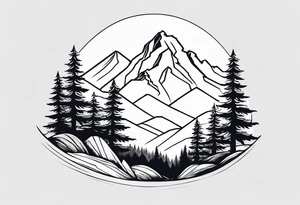 A mountain landscape overlooking a forest tattoo idea