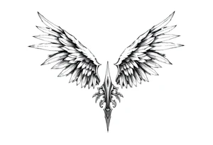 Long Angelwings straight down tattoo idea