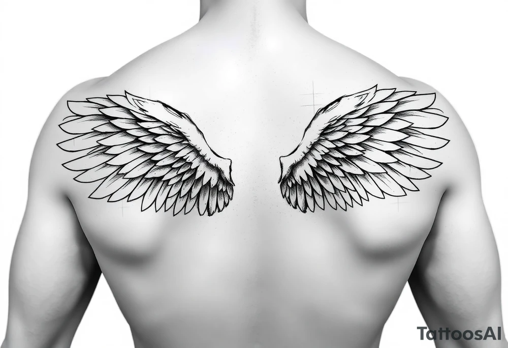 big and realistic angel wings tattoo idea