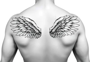 big and realistic angel wings tattoo idea