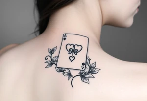 6 of hearts card with fleur de lis as the hearts and magnolias in the background tattoo idea