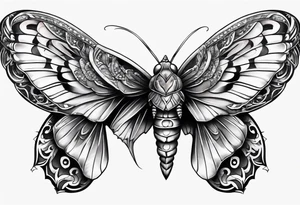 moth with snake heads as wings tattoo idea